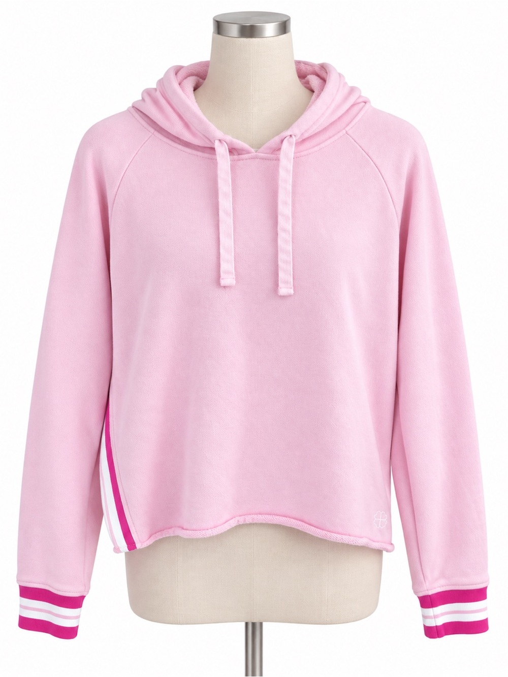 Krimson Klover Julia Hoodie Pink Striped French Terry Pullover L